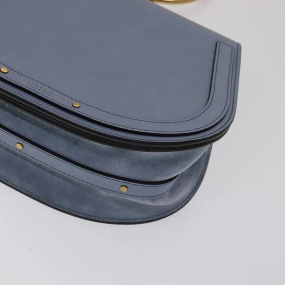 Chloe Nile Hand Bag Leather 2way Light Blue Gold Auth 111358V - Picture 14 of 16